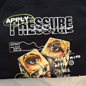 Black Graphic Tee with Eye and Text Design